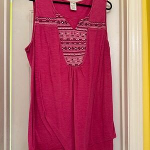 Terra & Sky Pink Asymmetrical Embellished Tank Top